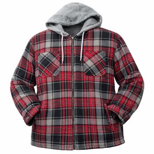 Tru Fit Plaid Fleece Zip Front Jacket Hooded Fuzzy Fleece Lined Size 2X